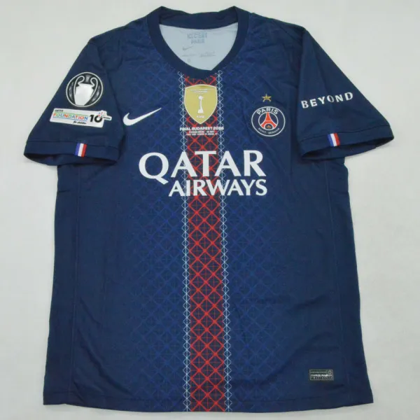 2026 UCL Final PSG 1:1 Quality Home Fans Jersey 2025/26 ( Have All Patch 带胸前决赛小字 章 臂章 袖广告）绣前塔星