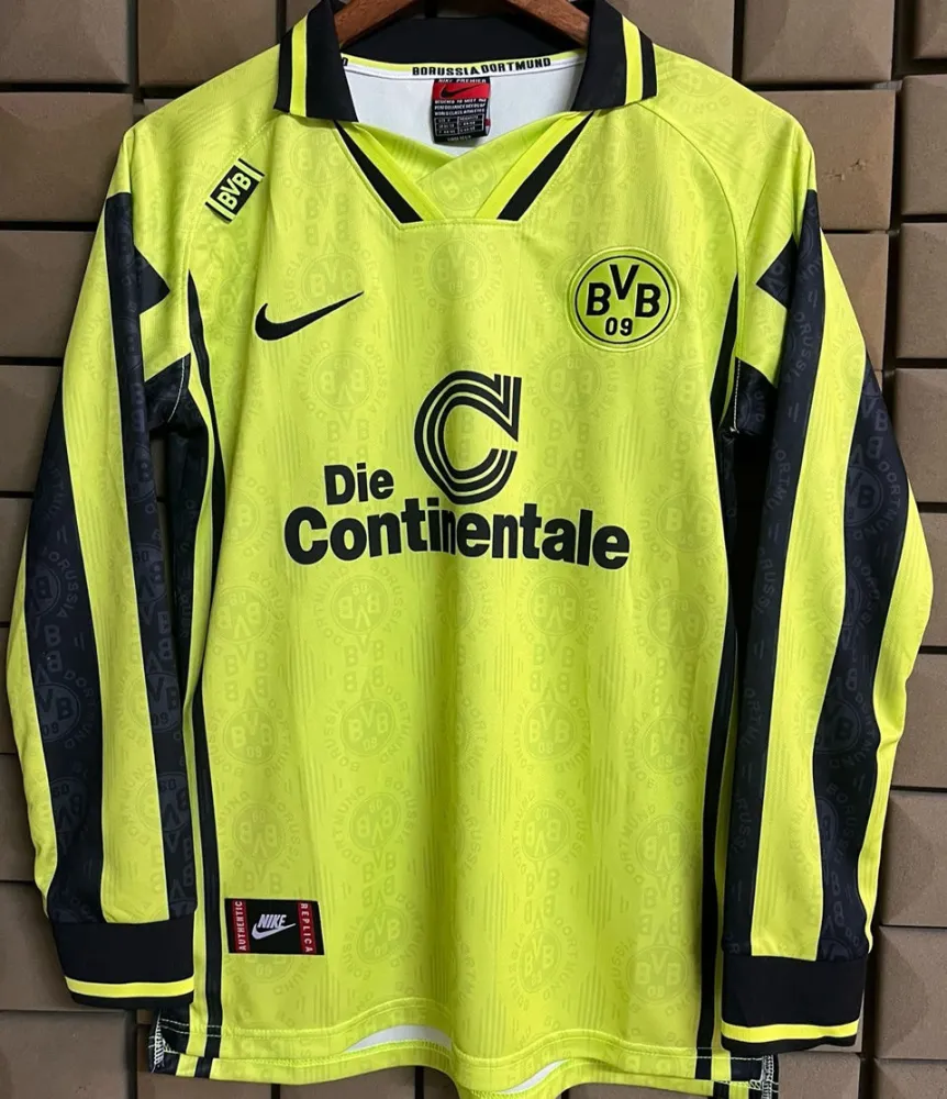 1996 BVB Home Retro Long Sleeve Soccer Jersey