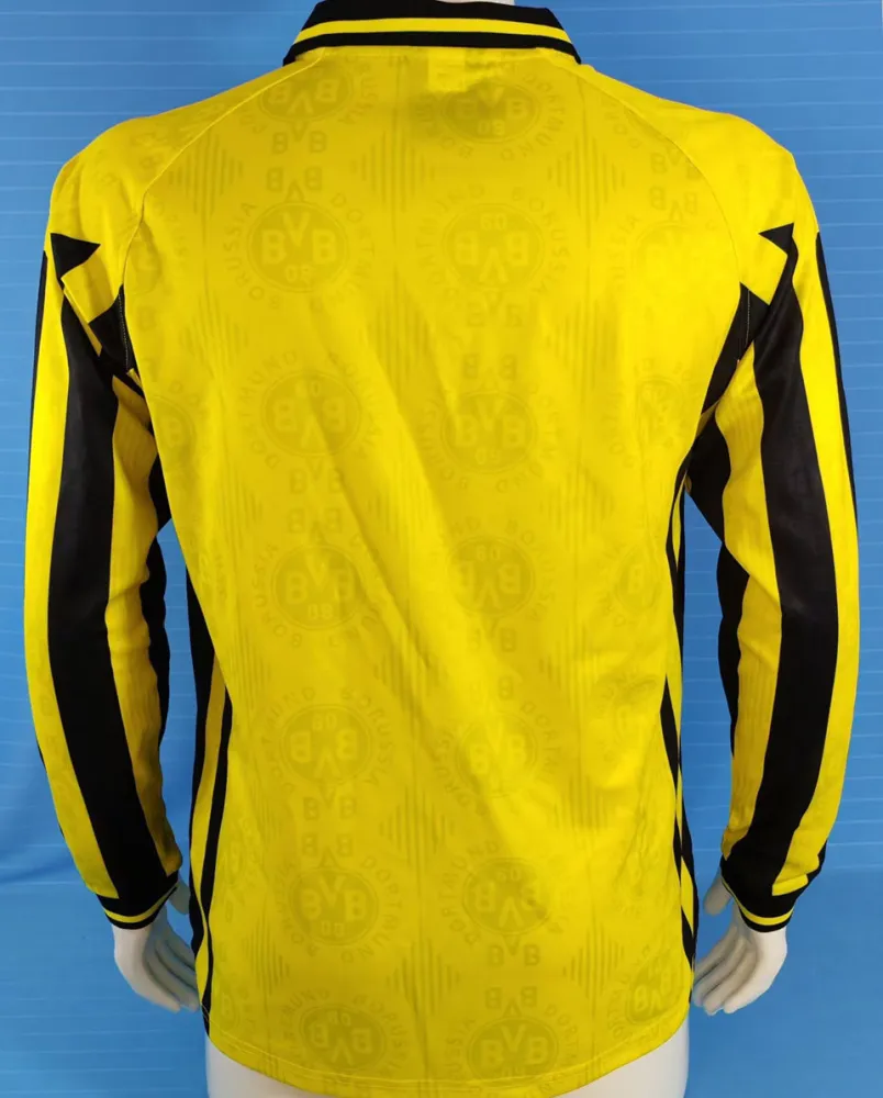 1996/1997 BVB Home Yellow Retro Long Sleeve Soccer Jersey