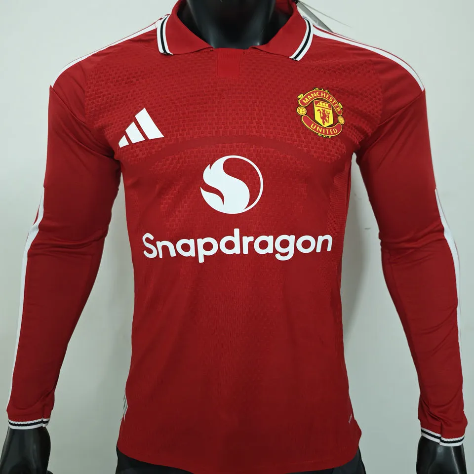 2026/27 M Utd Home Red Player Version Long Sleeve Soccer Jersey
