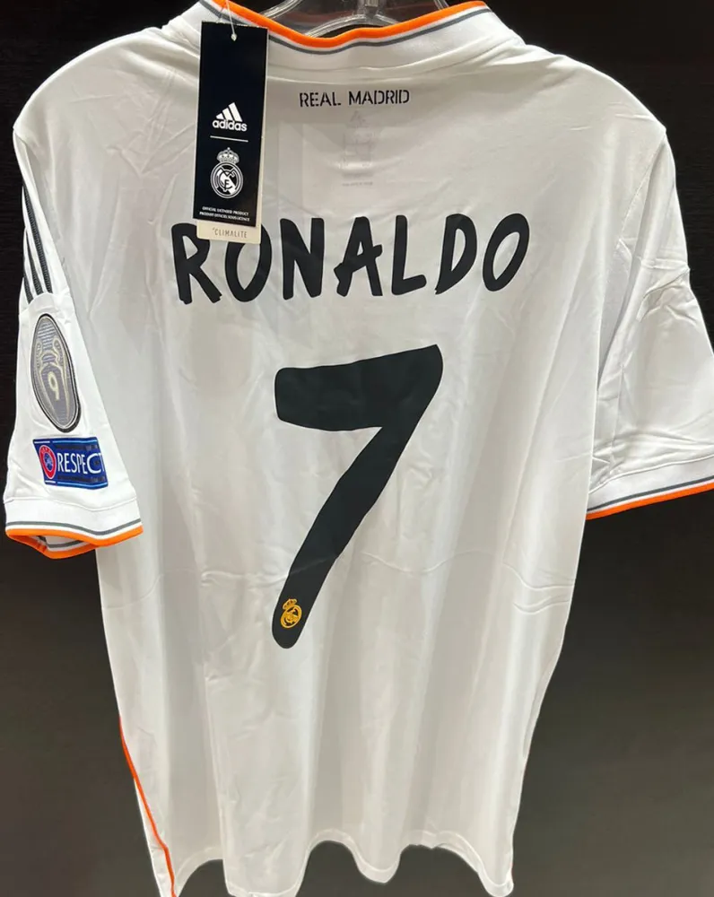 2013/14 RM White Home Retro Player Version Long Sleeve Soccer Jersey 球员版