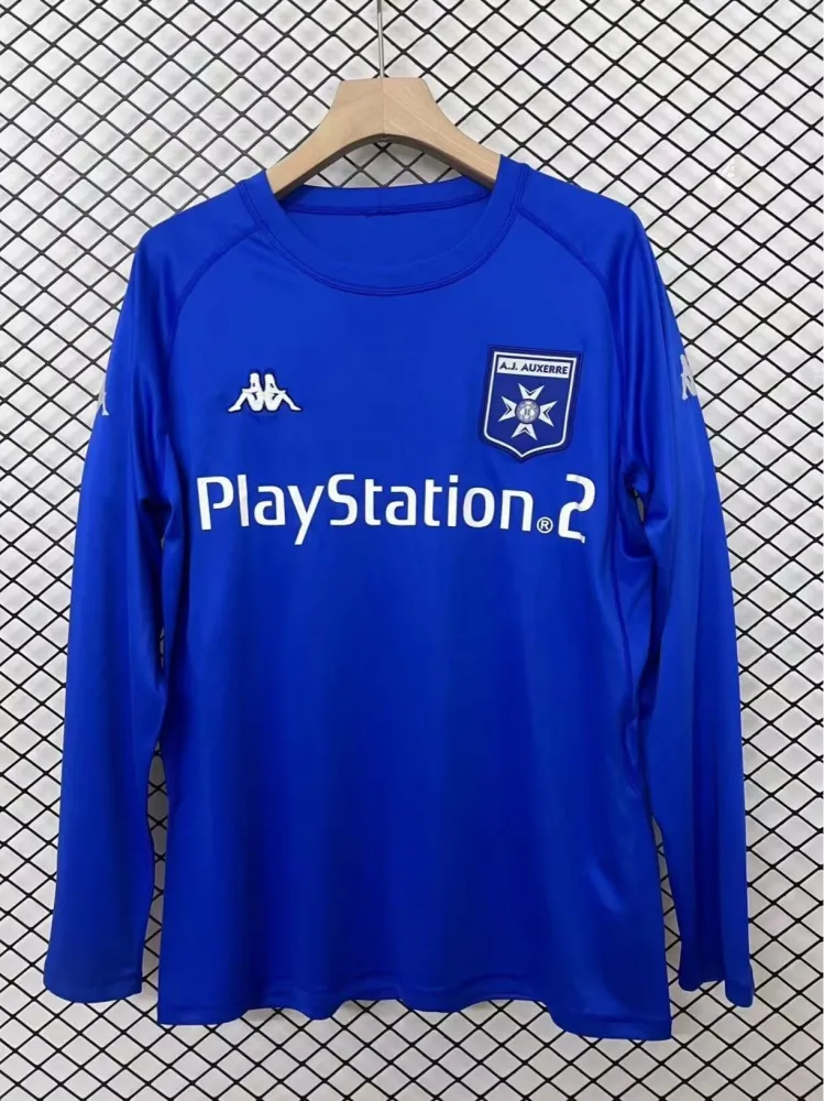 2003/04 AJ Auxerre Away Long Sleeve Retro Soccer Jersey