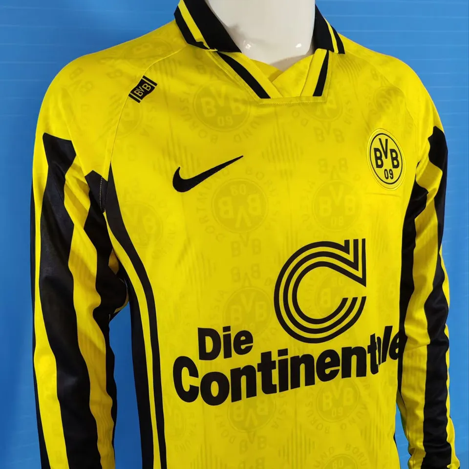 1996/1997 BVB Home Yellow Retro Long Sleeve Soccer Jersey