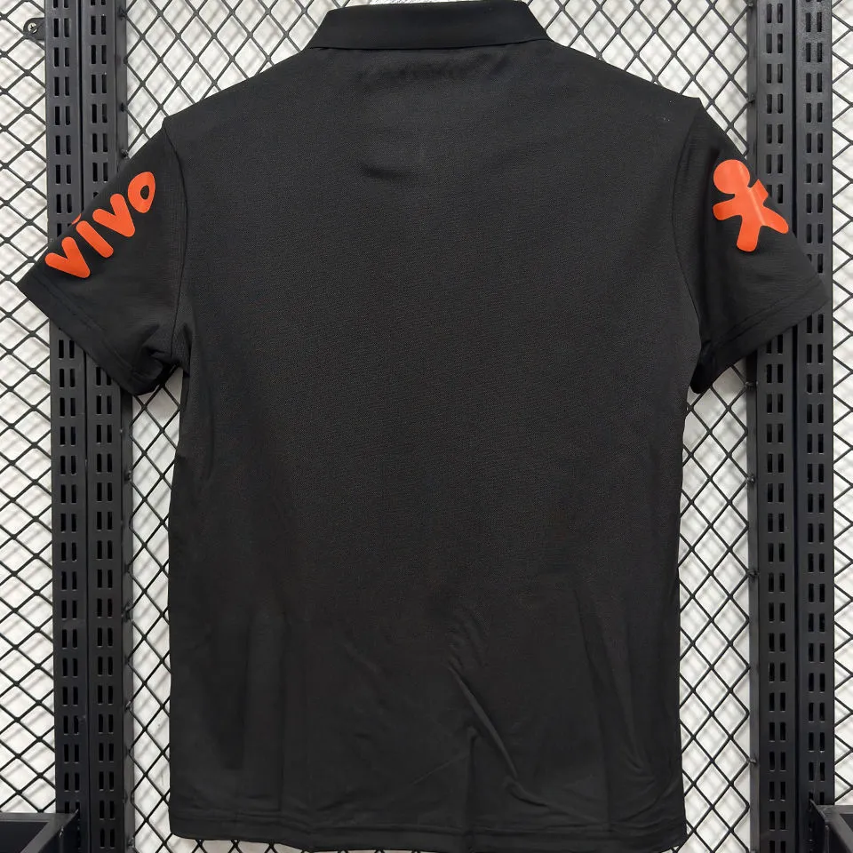 2026/27 Brazil Black Casual Pure Cotton POLO T-Shirt 肩膀字黄色