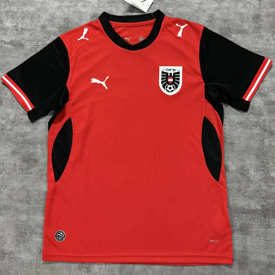 2026/27 Austria Hoem Red Fans Soccer Jersey (Have Right Patch 有右臂章 白底黑字）