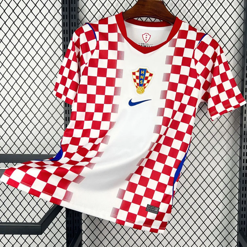 2026/27 Croatia Home Fans Soccer Jersey (Have Right Patch 有右臂章 黑底白字）