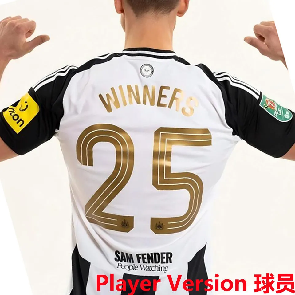 WINNERS #25 Newcastle Home Player Version Jersey 2024/25（SAM FENDER People Watching有号下广告）