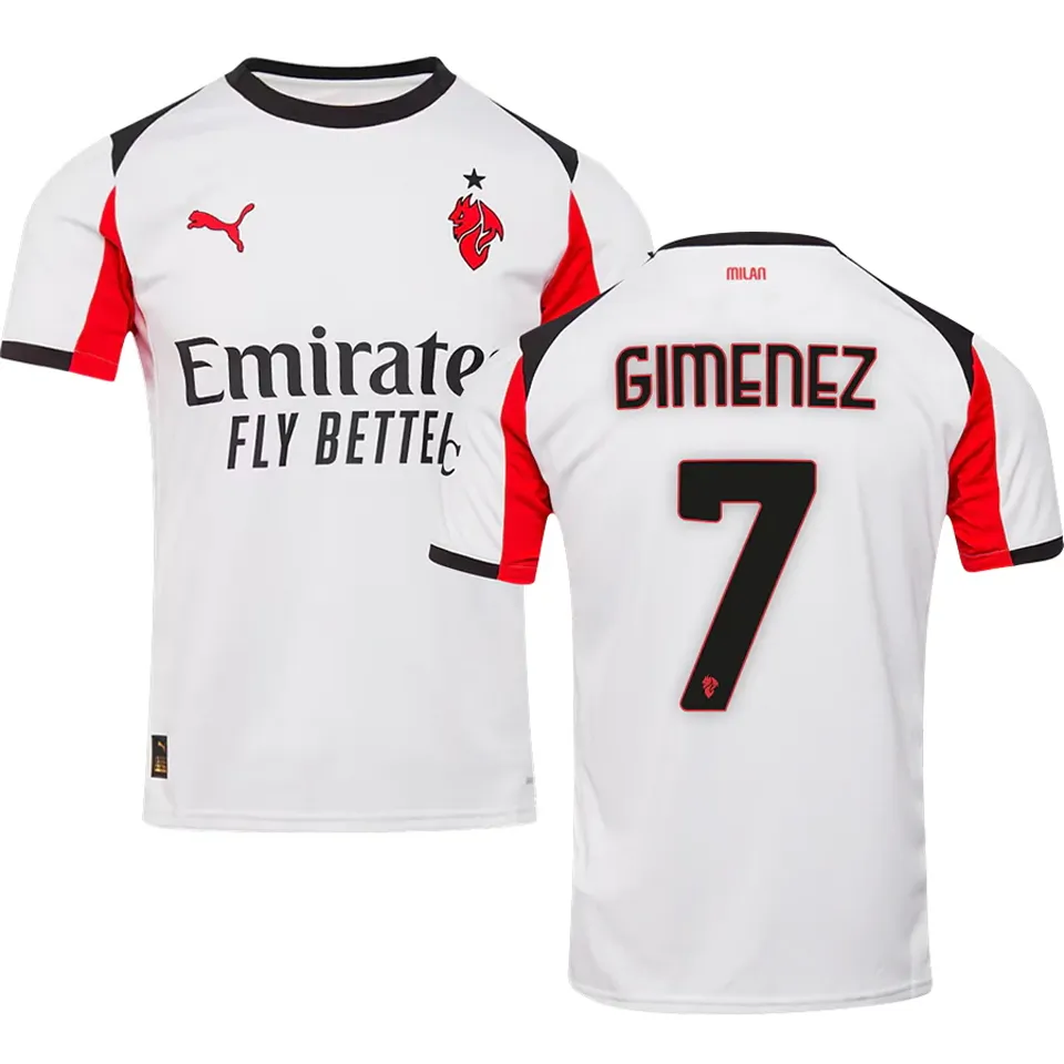 GIMENEZ #7 AC Milan Away White Fans Soccer Jersey 2025/26