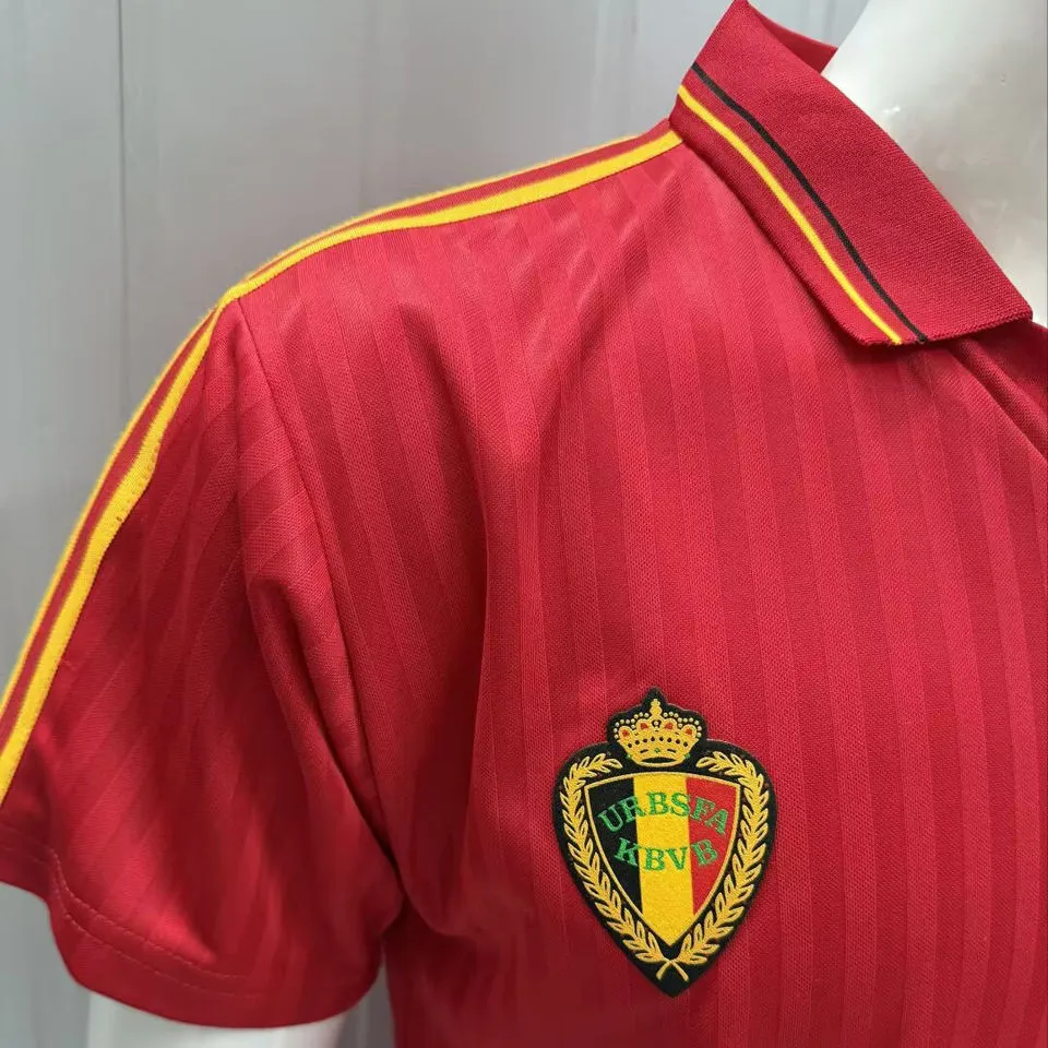1990 Belgium Home Red Retro Soccer Jersey