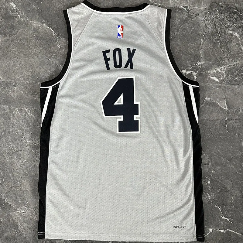 2026 Spurs FOX #4 Grey NBA Jerseys