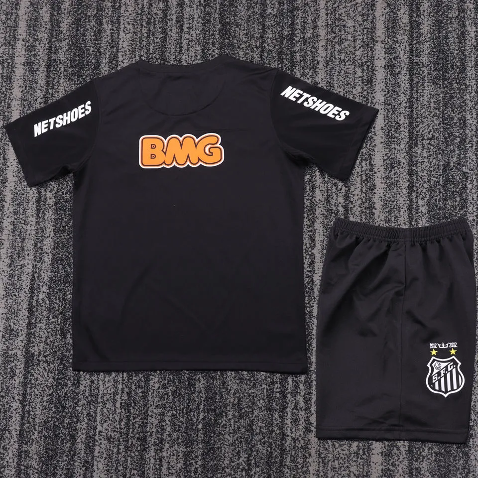 2012/13 Santos Black Retro Kids Soccer Jersey