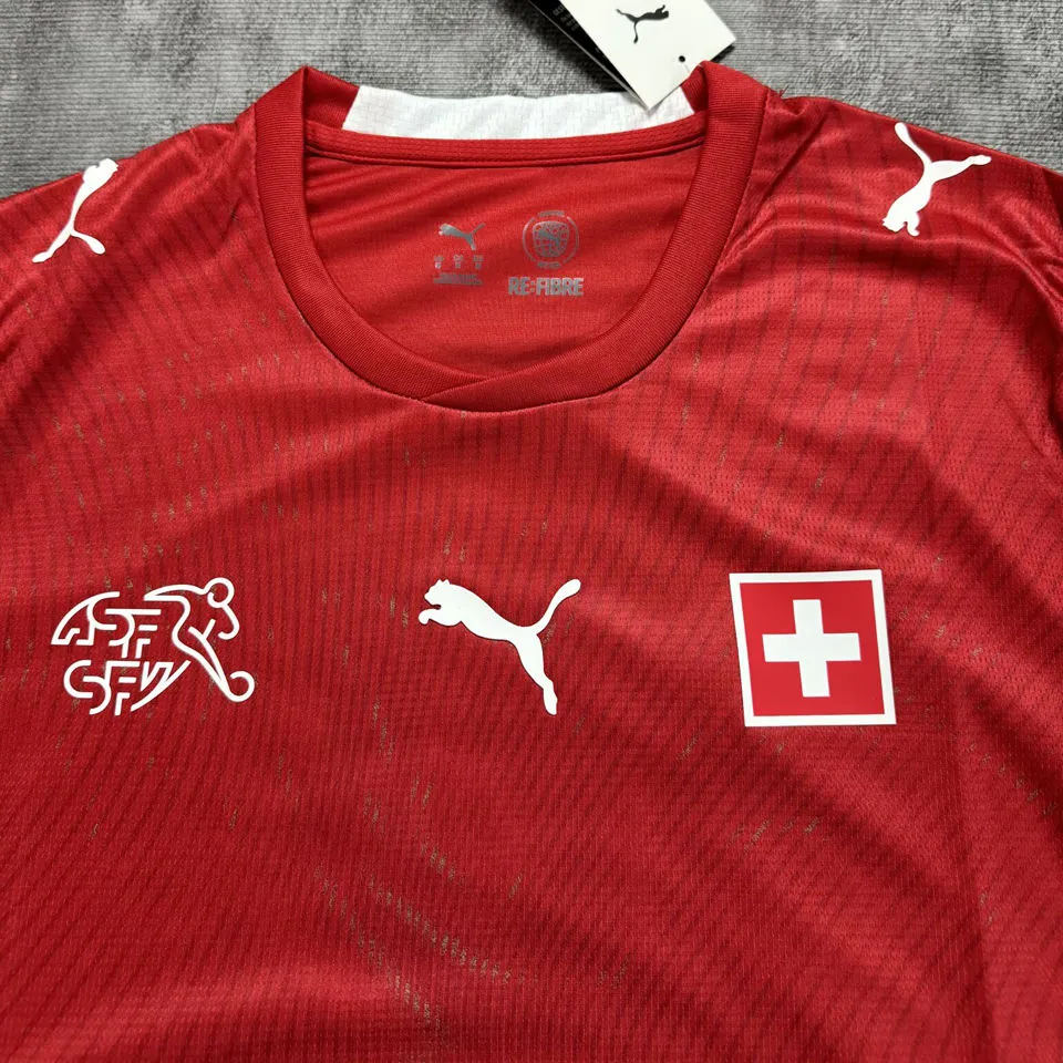 2026/27 Switzerland Home Red Fans Soccer Jersey (Have Right Patch 有右臂章 白底黑字）