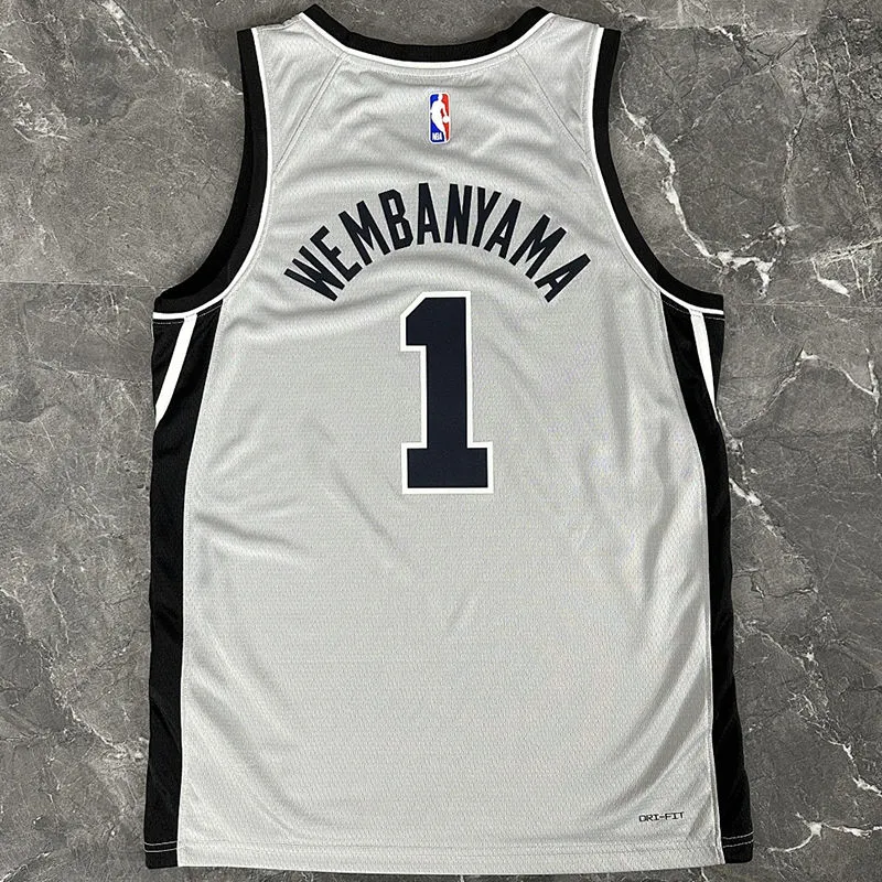 2026 Spurs WEMBANYAMA #1 Grey NBA Jerseys