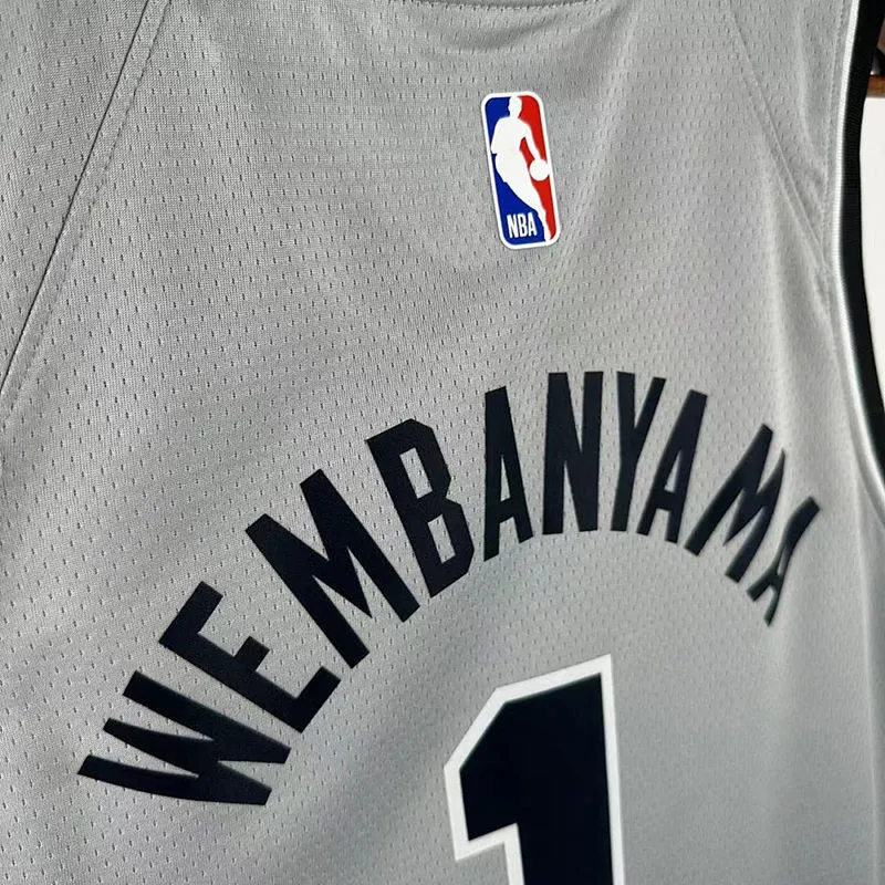 2026 Spurs WEMBANYAMA #1 Grey NBA Jerseys