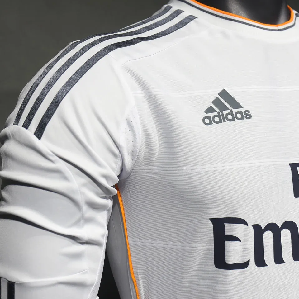 2013/14 RM White Home Retro Player Version Long Sleeve Soccer Jersey 球员版