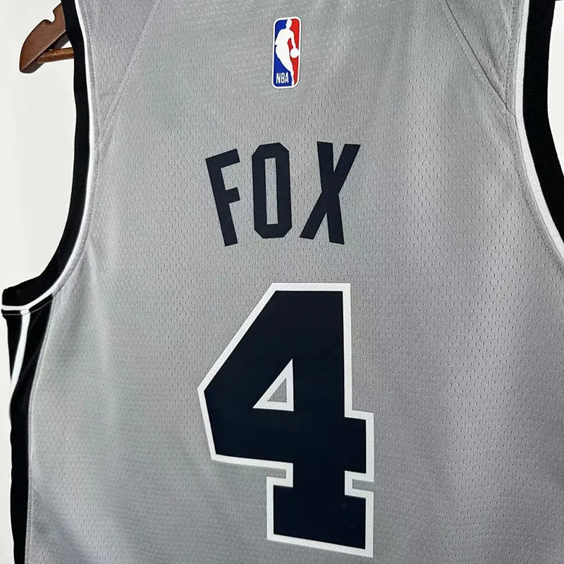 2026 Spurs FOX #4 Grey NBA Jerseys