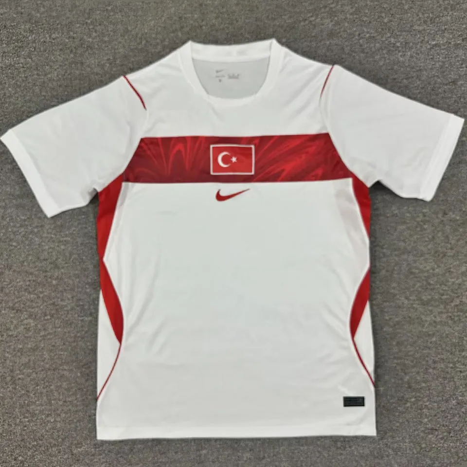 2026/27 Turkey Home White Fans Soccer Jersey (Have Right Patch 有右臂章 黑底白字）