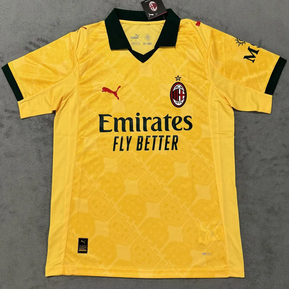 GIMENEZ #7 AC Milan Third Yellow Fans Soccer Jersey 2025/26