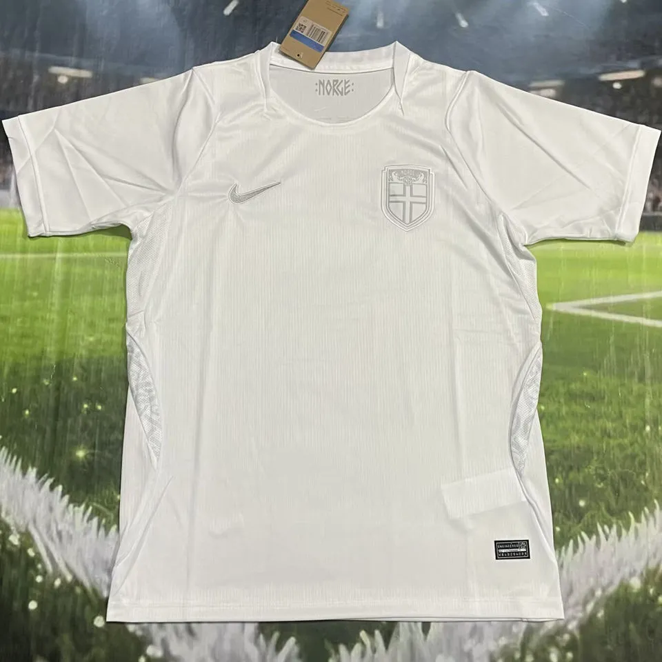 2026/27 Norway Third White Fans Soccer Jersey (Have Right Patch 有右臂章 黑底白字）