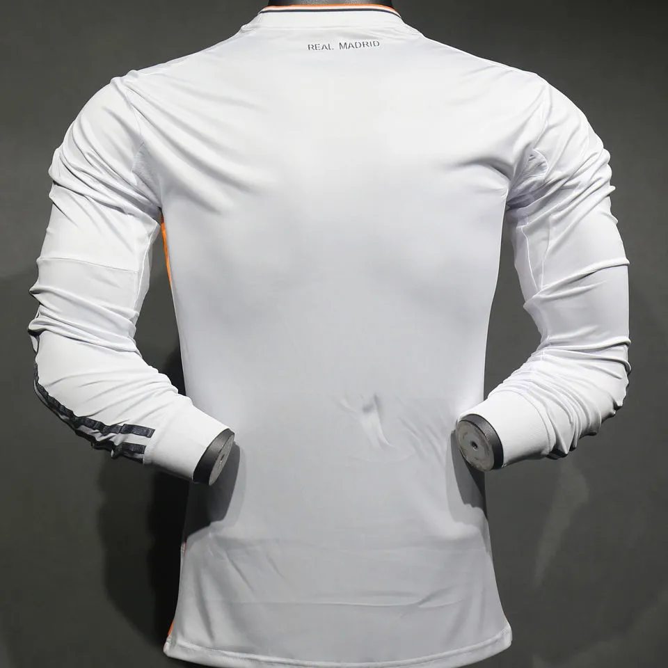 2013/14 RM White Home Retro Player Version Long Sleeve Soccer Jersey 球员版