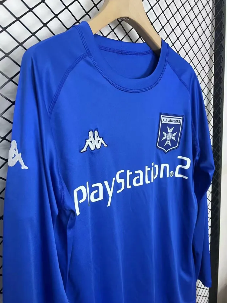 2003/04 AJ Auxerre Away Long Sleeve Retro Soccer Jersey