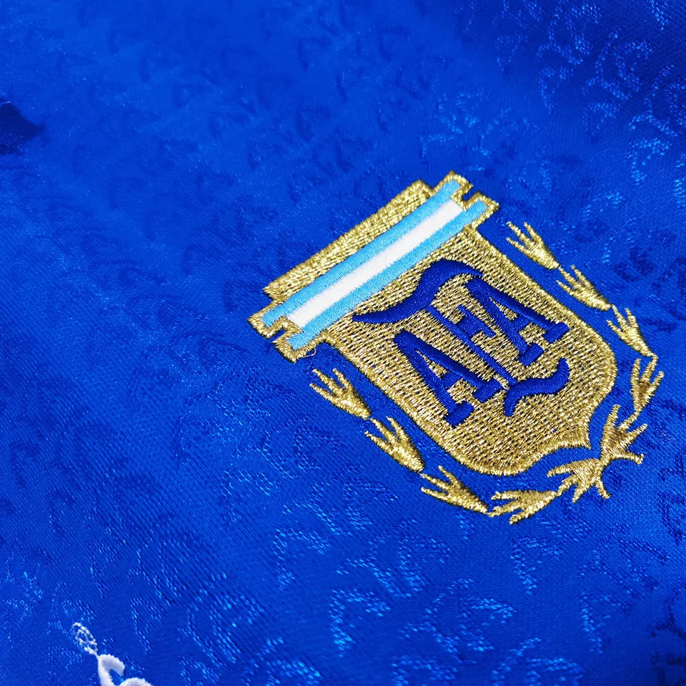 1994 Argentina Away Blue Retro Soccer Jersey detail image